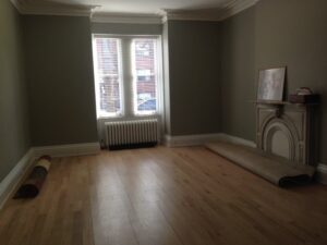 Church house main room with hardwood floors