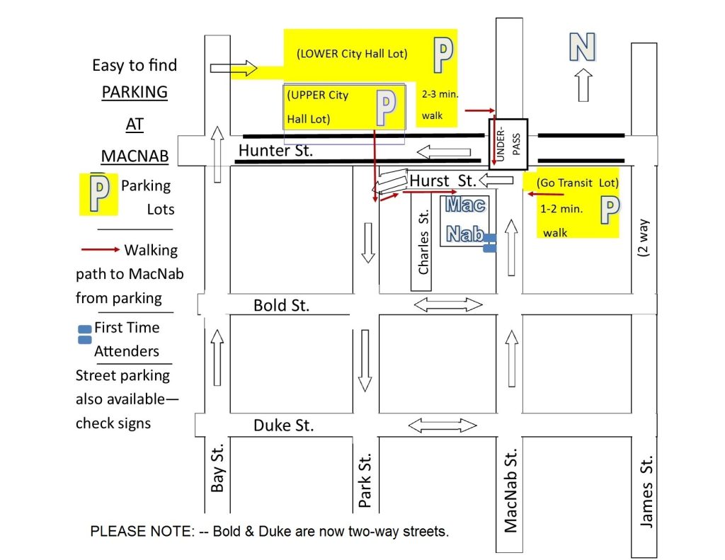 Block map around MacNab Church showing parking