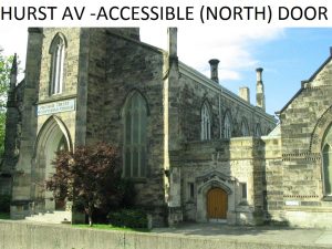 MacNab church showing north side accessible entrance off Hurst St.